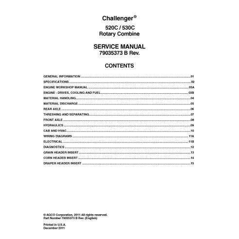Manual de servicio de la cosechadora Challenger 520C / 530C - Challenger manuales - CHAL-79035373