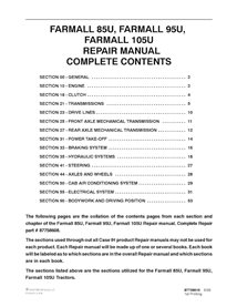 Manuel de réparation PDF du tracteur Case IH Farmall 85U, 95U, 105U