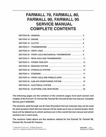 Manuel d'entretien du tracteur Case IH Farmall 70, 80, 90, 95 PDF