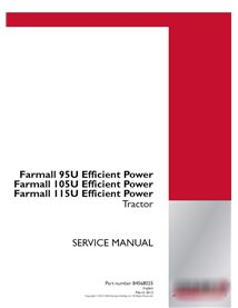 Manual de serviço em pdf do trator de potência eficiente Case IH Farmall 95U, 105 U, 115U