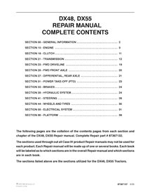Manual de reparo pdf do trator Case IH DX48, DX55