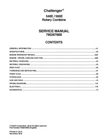 Manual de serviço da colheitadeira Challenger 540E / 560E - Challenger manuais - CHAL-79036768