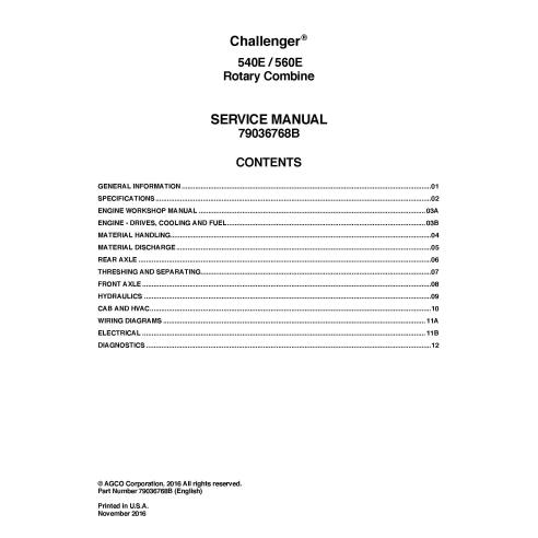 Manuel d'entretien de la moissonneuse-batteuse Challenger 540E / 560E - Challenger manuels - CHAL-79036768