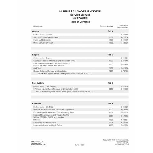Case 580M, 580SM, 590 Super M+ Series 3 backhoe loader pdf service manual