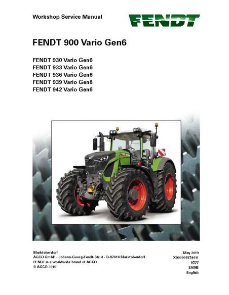 Manual de servicio del taller del tractor Fendt 930/933/936/939/942 GEN6 - Fendt manuales - FENDT-72649811