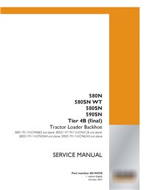 Manuel de service PDF de la chargeuse-pelleteuse Case 580N, 580SN WT, 580SN, 590SN Tier 4B (2017)