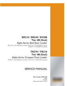 Case SR210, SR240, SV280, TR270, TR310Tier 4B skid loader pdf manuel de service