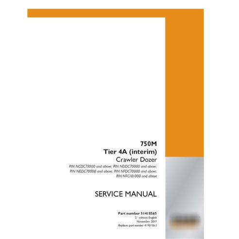 Bulldozer sobre orugas Case 750M Tier 4A pdf manual de servicio