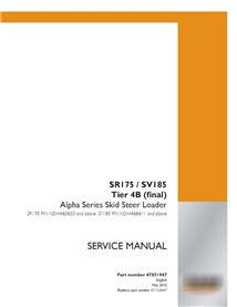 Case SR175, SV185 Tier 4B skid loader pdf service manual 