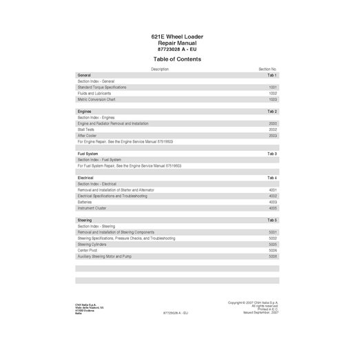 Case 621E  wheel loader pdf repair manual 