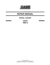 Case 1221E Tier 3 wheel loader pdf repair manual 