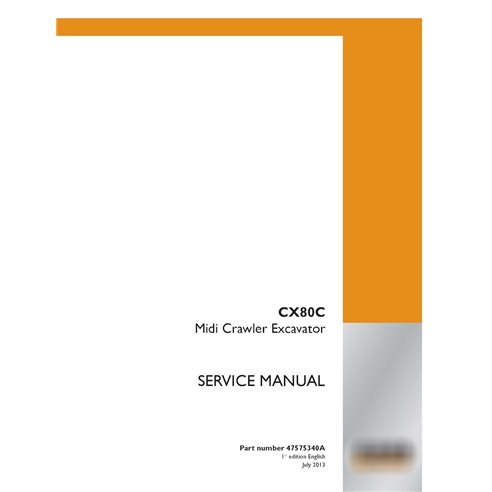 Manuel de service PDF de la pelle sur chenilles midi Case CX80C