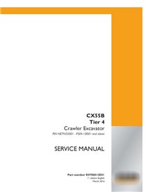 Manual de serviço em pdf da escavadeira sobre esteiras Case CX55B Tier 4