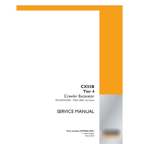 Excavadora de cadenas Case CX55B Tier 4 pdf manual de servicio