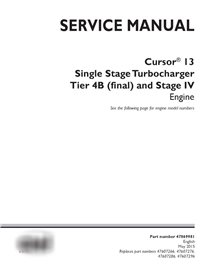 Manual de serviço em pdf do motor do Case Cursor 13 Turbocompressor de estágio único Tier 4B e Estágio IV