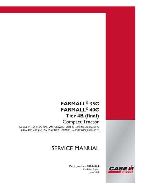 Case IH Farmall 35C, 40C Tier 4B compact tractor pdf service manual - Case IH manuals - CASE-48144023