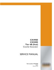 Manual de serviço em pdf da escavadeira de esteira Case CX490D, CX500D Tier 4B