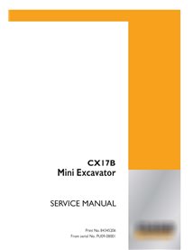 Manual de serviço em pdf da miniescavadeira Case CX17B