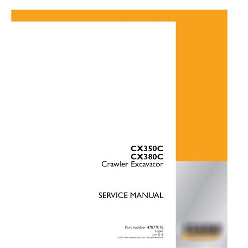 Manuel d'entretien de la pelle sur chenilles Case CX350C, CX380C PDF
