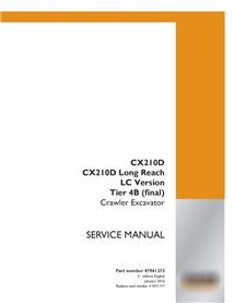 Case CX210D, CX210D Long Reach, LC Version Tier 4B excavadora de orugas manual de servicio pdf