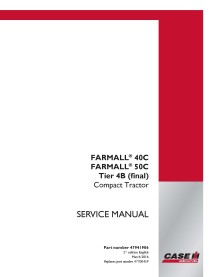 Manual de serviço em pdf para trator compacto Case IH Farmall 40C, 50C Tier 4B - Caso IH manuais - CASE-47941906