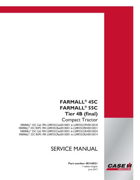 Case IH Farmall 45C, 55C Tier 4B tractor compacto manual de servicio pdf - Caso IH manuales - CASE-48144021