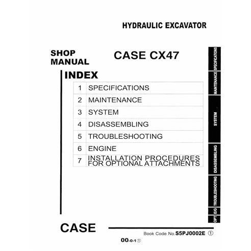Excavadora hidráulica Case CX47 manual de servicio pdf