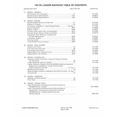 Manuel de service PDF du chargeur Case 780 CK