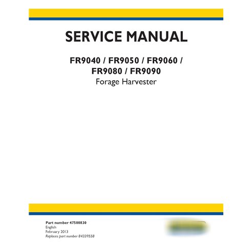 Cosechadora de forraje New Holland FR9040, FR9050, FR9060, FR9080, FR9090 manual de servicio pdf