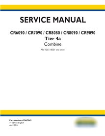 Manuel d'entretien pdf de la moissonneuse-batteuse New Holland CR6090, CR7090, CR8080, CR8090, CR9090 Tier 4a
