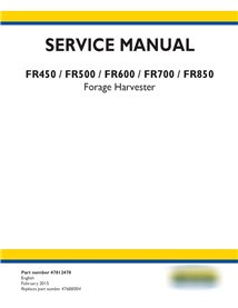 New Holland FR450, FR500, FR600, FR700, FR850 colhedora de forragem manual de serviço em pdf