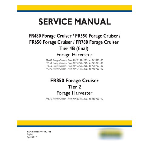 Cosechadora de forraje New Holland FR480, FR550, FR650, FR780, FR850 Forage Cruiser manual de servicio pdf