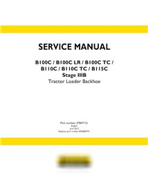 New Holland B100C, B100C LR, B100C TC, B110C, B110C TC, B115C Stage IIIB tractor loader retroexcavadora pdf manual de servicio