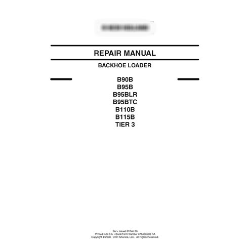 Manuel de réparation pdf de la chargeuse-pelleteuse New Holland B90B, B95B, B95BLR, B95BTC, B110B, B115B Tier 3