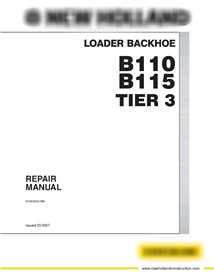 Manuel de réparation pdf de la chargeuse-pelleteuse New Holland B110, B115 Tier 3