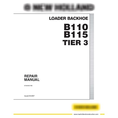 New Holland B110, B115 Tier 3 retroexcavadora manual de reparación pdf