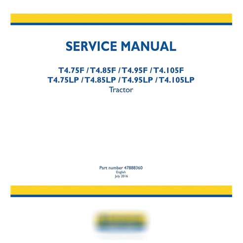 New Holland T4.75F, T4.85F, T4.95F, T4.105F, T4.75LP, T4.85LP, T4.95LP, T4.105LP tractor pdf manual de servicio