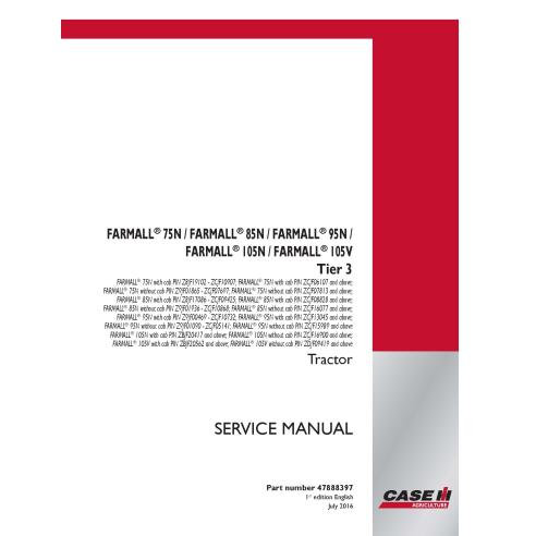 Manual de serviço em pdf do trator Case IH Farmall 75N, 85N, 95N, 105N, 105V Tier 3 - Caso IH manuais - CASE-47888397