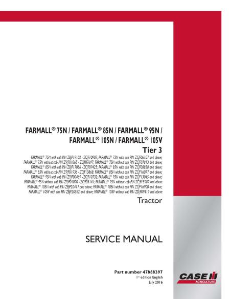 Case IH Farmall 75N, 85N, 95N, 105N, 105V Tier 3 tractor pdf manual de servicio - Caso IH manuales - CASE-47888397