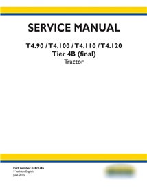 Manuel d'entretien pdf du tracteur New Holland T4.90, T4.100, T4.110, T4.120
