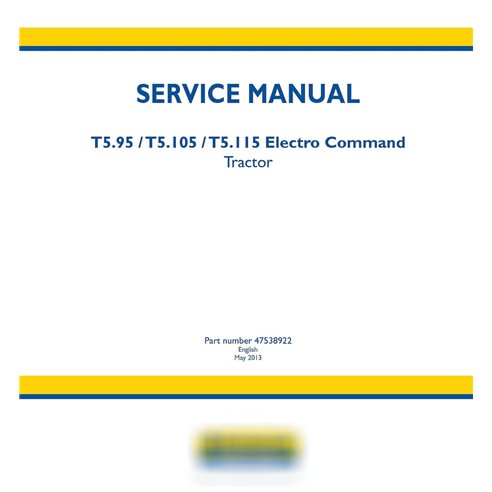 Manuel d'entretien pdf du tracteur New Holland T5.95, T5.105, T5.115 Electro Command