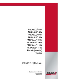 Manual de serviço em pdf do trator Case IH Farmall 80 N / V, 90 N / V, 100 N / V, 110 N / V Tier 4A - Caso IH manuais - CASE-...