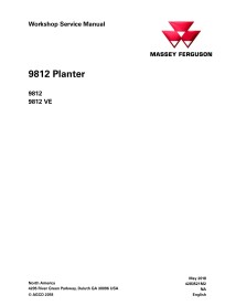 Massey Ferguson 9812, 9812 VE planteur manuel de service d'atelier pdf - Massey-Ferguson manuels - MF-4283521M2