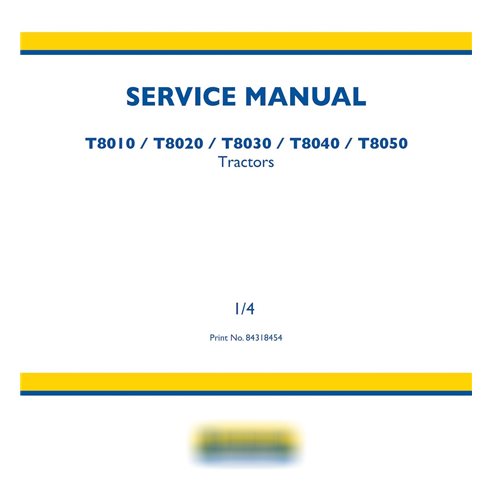 Manuel d'entretien pdf du tracteur New Holland T8010, T8020, T8030, T8040, T8050