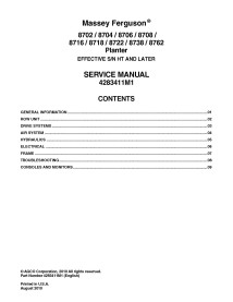 Massey Ferguson 8702, 8704, 8706, 8708, 8716, 8718, 8722, 8738, 8762 manual de serviço em PDF da plantadeira - Massey Ferguso...