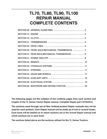 Manual de reparo pdf do trator New Holland TL70, TL80, TL90, TL100