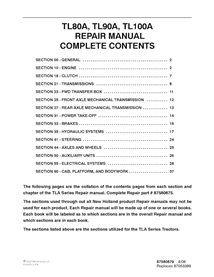 Manual de reparación en pdf del tractor New Holland TL80A, TL90A, TL100A