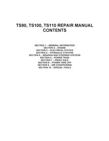Manual de reparo PDF do trator New Holland TS90, TS100, TS110