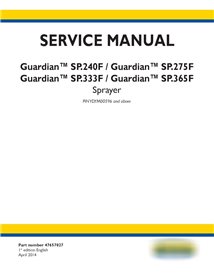 Pulverizador New Holland Guardian SP.240F, SP.275F, SP.333F, SP.365F manual de servicio pdf
