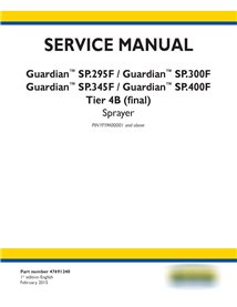 Manuel d'entretien pdf du pulvérisateur New Holland Guardian SP.295F, SP.300F, SP.345F, SP.400F Tier 4B